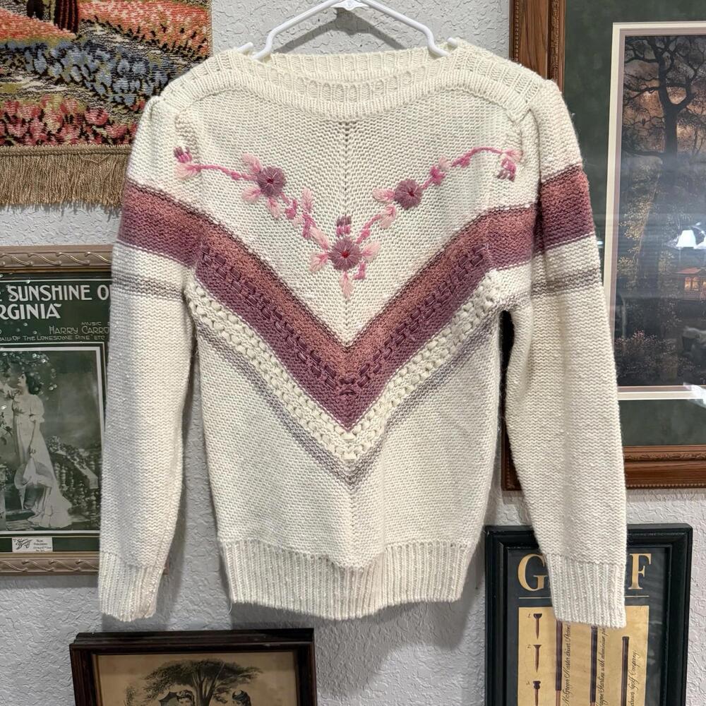 Vintage‎ 80s Bramble Lane Cable Knit Designer Sweater Women's Large Hand Knit